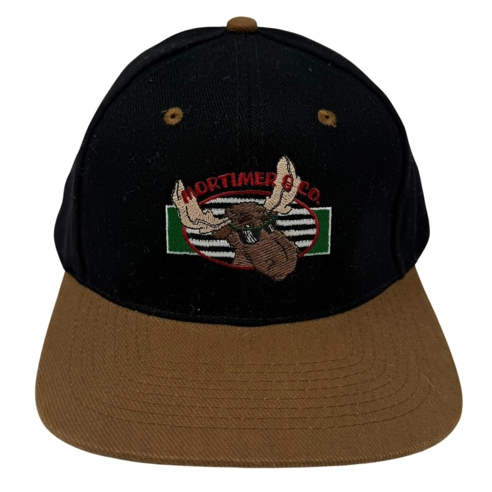 Mortimer & Co. Hat Mens Black Brown Ketchikan Alaska Leather Strapback